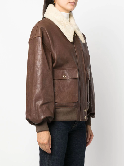 Shop Khaite The Shellar Lambskin Jacket In Brown