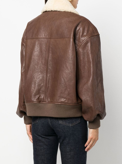 Shop Khaite The Shellar Lambskin Jacket In Brown