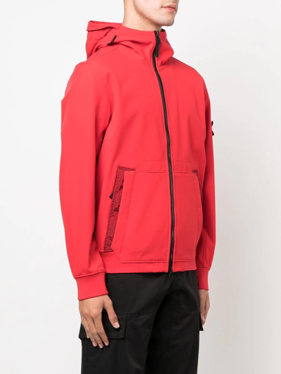 Shop Stone Island Compass-patch Hooded Jacket In Rot