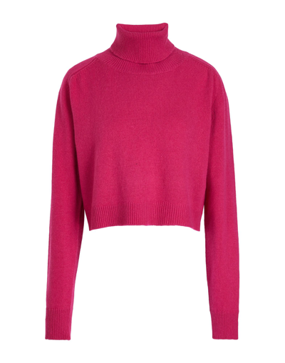 Shop 8 By Yoox Knit Cropped Roll-neck Woman Turtleneck Fuchsia Size Xl Lyocell, Recycled Polyamide, Recyc In Pink