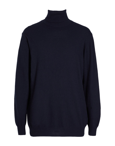 Shop 8 By Yoox Wool Blend Plain Knit Relaxed Fit Rollneck Man Turtleneck Midnight Blue Size Xl Recycled P