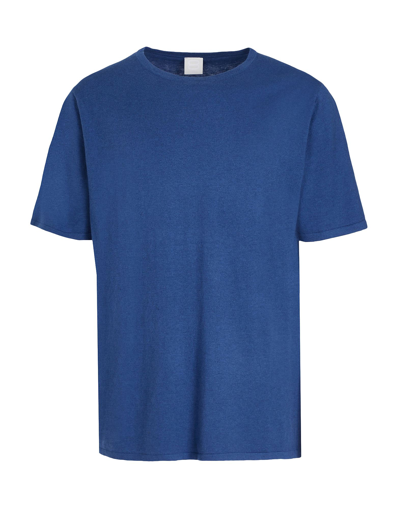 Shop 8 By Yoox Organic Cotton-cachemere Blend Knitwear Mock-neck Oversize T-shirt Man Sweater Midnight Bl In Blue