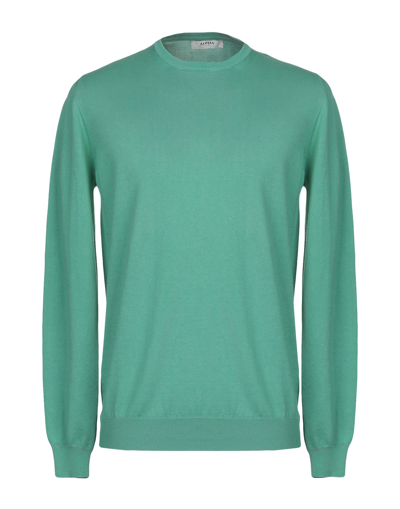 Shop Alpha Studio Man Sweater Light Green Size 46 Cotton