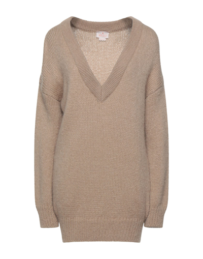 Shop Nocold Woman Sweater Camel Size M Polyacrylic, Polyamide, Mohair Wool, Alpaca Wool In Beige