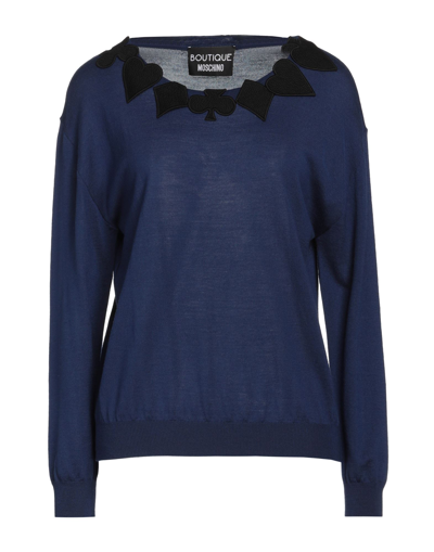 Shop Boutique Moschino Woman Sweater Midnight Blue Size 8 Virgin Wool, Polyamide, Elastane