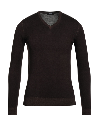 Shop Alpha Studio Man Sweater Dark Brown Size 36 Merino Wool