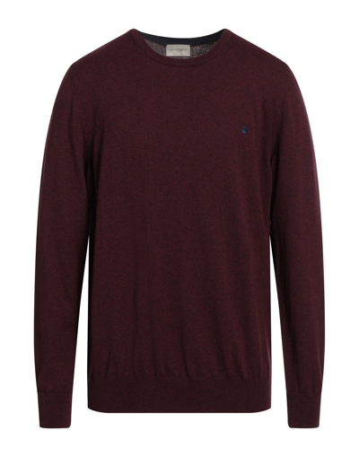 Shop Brooksfield Man Sweater Burgundy Size 46 Virgin Wool In Red