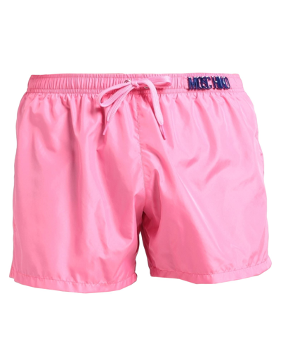 Shop Moschino Man Swim Trunks Pink Size Xl Polyester