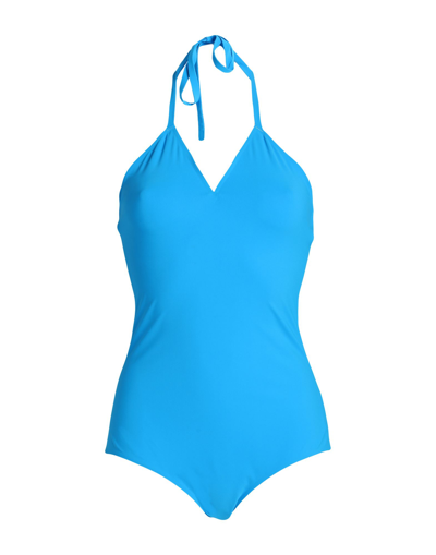 Shop Bottega Veneta Woman One-piece Swimsuit Azure Size 0 Polyamide, Elastane In Blue