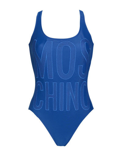 Shop Moschino Woman One-piece Swimsuit Bright Blue Size 8 Polyamide, Elastane, Polyester