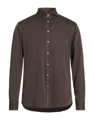 Shop Bastoncino Man Shirt Dark Brown Size 15 ¾ Cotton