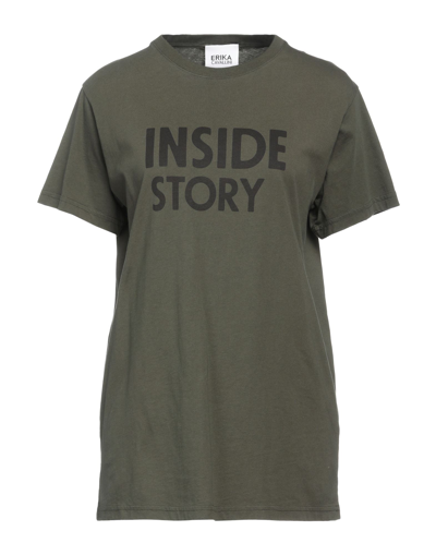 Shop Erika Cavallini Woman T-shirt Military Green Size L Cotton