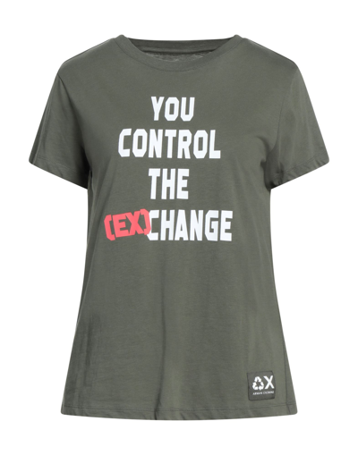 Shop Armani Exchange Woman T-shirt Military Green Size Xs Cotton