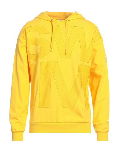 Shop Moschino Man Sweatshirt Yellow Size Xs Cotton, Elastane, Polyester
