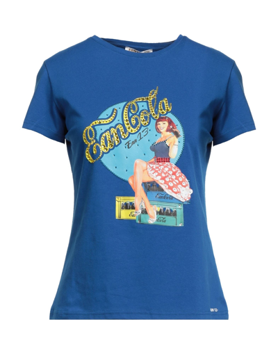 Shop Ean 13 Woman T-shirt Bright Blue Size 6 Cotton, Elastane