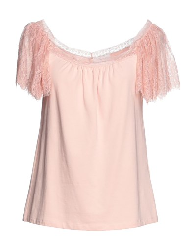 Shop Blumarine Woman T-shirt Light Pink Size 6 Cotton, Elastane, Polyamide