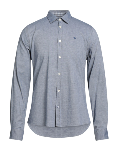 Shop Fred Mello Man Shirt Blue Size Xl Cotton, Elastane