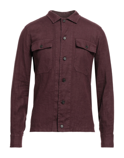 Shop Beaucoup .., Man Shirt Deep Purple Size Xxl Linen