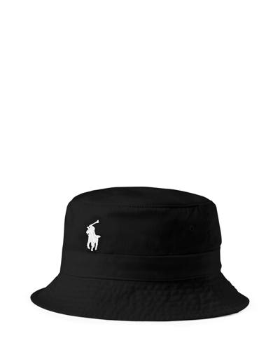 Shop Polo Ralph Lauren Cotton Chino Bucket Hat Man Hat Black Size L/xl Cotton