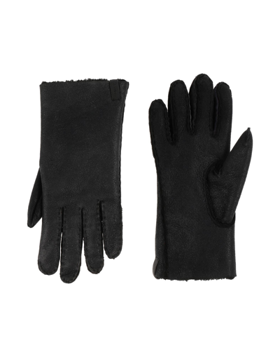 Shop Emporio Armani Man Gloves Black Size Xl Shearling