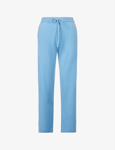 Shop Chinti & Parker Chinti And Parker Womens Stone Blue Wide-leg High-rise Cashmere Trousers