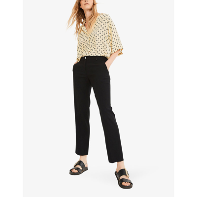 Shop Claudie Pierlot Womens Bleus Poupin Tailored Mid-rise Woven Trousers