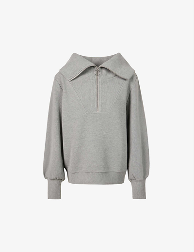 Shop Varley Vine Half-zip Cotton-blend Sweatshirt In Grey Marl