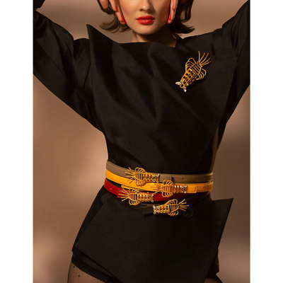 Shop La Maison Couture Womens Black Sonia Petroff Lobster 24ct Yellow Gold-plated Brass And Swarovski Lea
