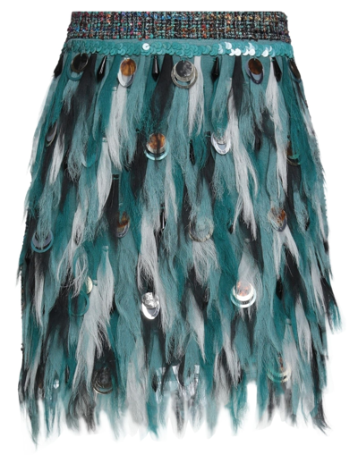 Shop Elisabetta Franchi Woman Mini Skirt Deep Jade Size 4 Synthetic Fibers, Acrylic, Viscose, Wool, Cotto In Green