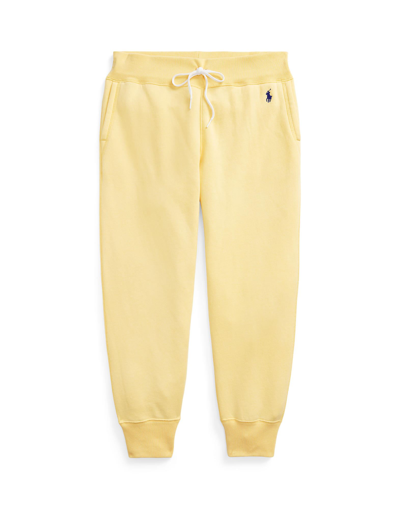 Shop Polo Ralph Lauren Athletic Fleece Ankle Sweatpant Woman Pants Yellow Size L Cotton, Polyester