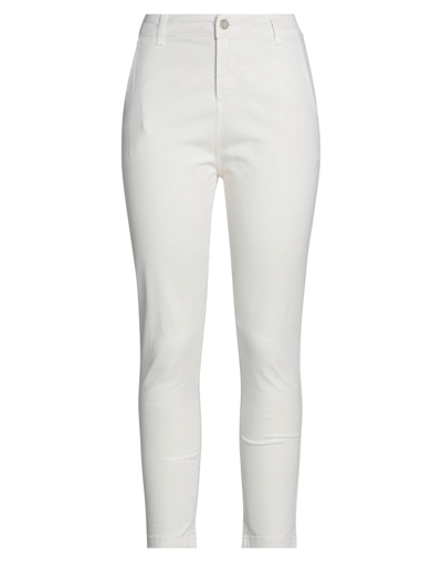 Shop Manila Grace Woman Pants Ivory Size 8 Cotton, Elastane In White