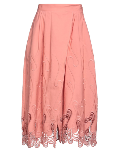 Shop Elisabetta Franchi Woman Midi Skirt Blush Size 6 Cotton In Pink