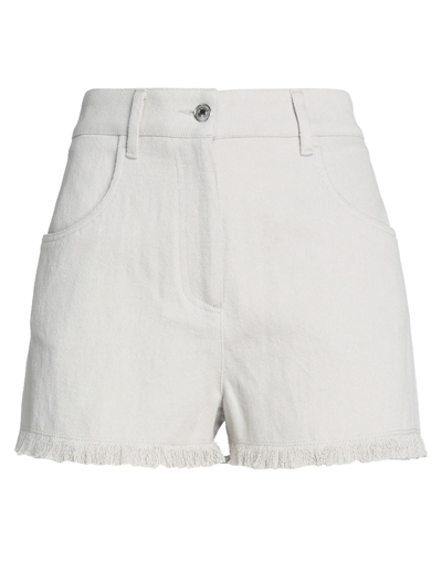 Shop Msgm Woman Denim Shorts Light Grey Size 6 Cotton, Linen
