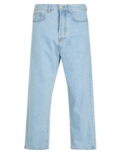 Shop 8 By Yoox Organic Cotton Cropped Fit Denim Man Jeans Blue Size 34 Organic Cotton