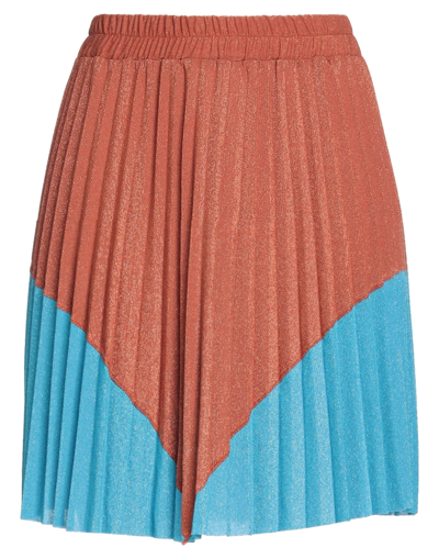 Shop Haveone Woman Mini Skirt Brown Size Xs Cotton, Polyester, Polyamide, Metallic Polyester, Elastane
