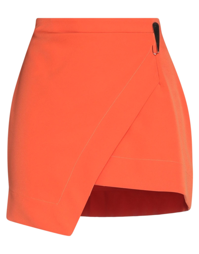Shop Haveone Woman Mini Skirt Orange Size M Polyester, Elastic Fibres