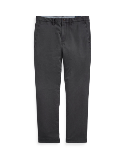 Shop Polo Ralph Lauren Stretch Slim Fit Chino Pant Man Pants Lead Size 36w-34l Cotton, Elastane In Grey