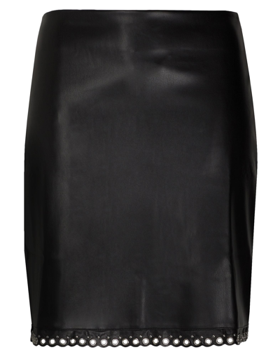 Shop 8 By Yoox Mini Skirt With Rivets Woman Mini Skirt Black Size 8 Polyester, Polyurethane