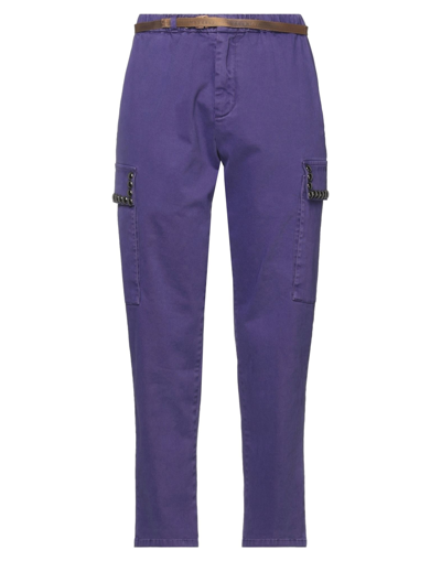 Shop White Sand Woman Pants Purple Size 0 Cotton, Elastane
