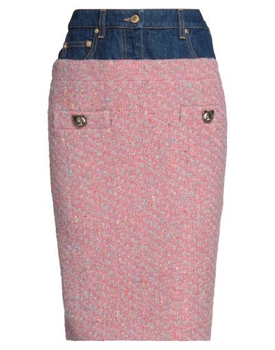Shop Moschino Woman Midi Skirt Pastel Pink Size 8 Virgin Wool, Cotton, Polyester, Acrylic