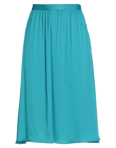 Shop Blumarine Woman Midi Skirt Emerald Green Size 8 Acetate, Silk