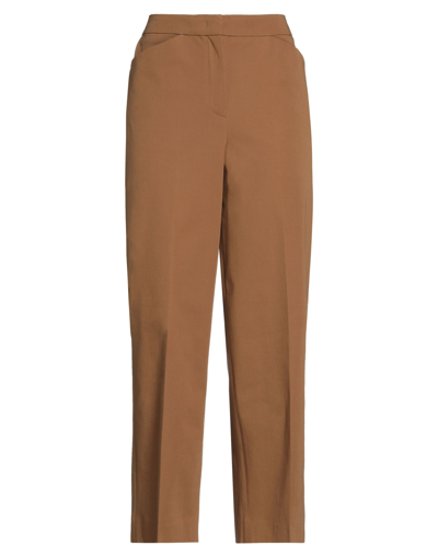 Shop Via Masini 80 Woman Pants Camel Size 10 Cotton, Elastane In Beige