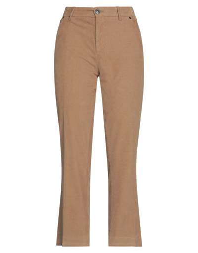 Shop Berwich Woman Pants Camel Size 10 Cotton, Elastane In Beige