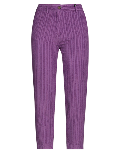 Shop Myths Woman Pants Purple Size 10 Cotton, Viscose