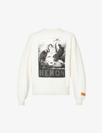 Shop Heron Preston Halftone Heron Graphic-print Cotton Sweatshirt In White Black