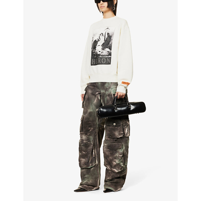 Shop Heron Preston Halftone Heron Graphic-print Cotton Sweatshirt In White Black