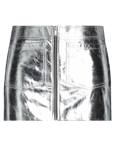 Shop Saint Laurent Woman Mini Skirt Silver Size 6 Calfskin