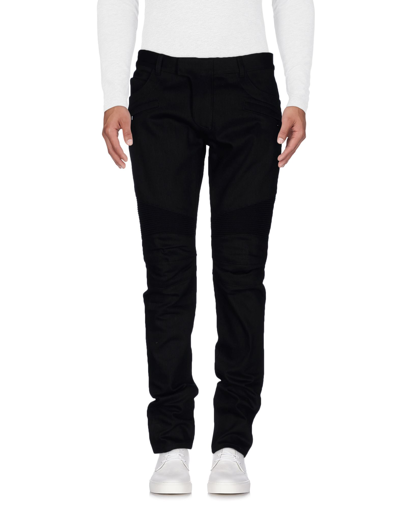 Shop Balmain Man Jeans Black Size 27 Cotton, Polyurethane