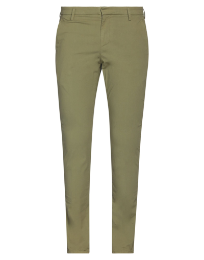 Shop Dondup Man Pants Military Green Size 40 Cotton, Elastane