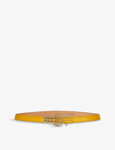 Shop La Maison Couture Sonia Petroff Lobster 24ct Yellow Gold-plated Brass And Swarovski Leather Belt